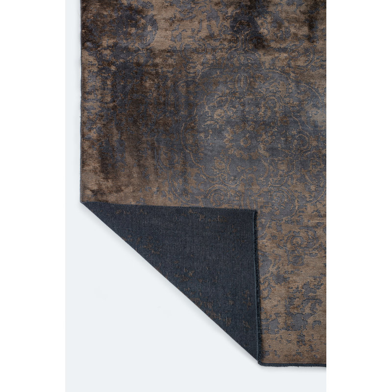 Rapture Gray Brown Damask Luxury Area Rug, Rectangle 7'10" x 11'2"