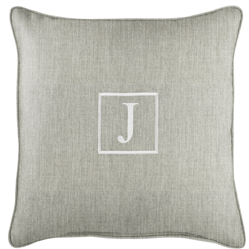 Kettil Embroidered Sunbrella® Outdoor Throw Pillow, Granite Gray, J
