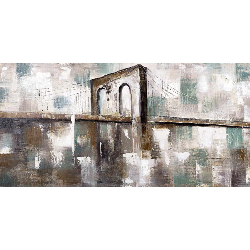 Abstract Paint Spotted Bridge | Office Brown Framed Canvas Decor