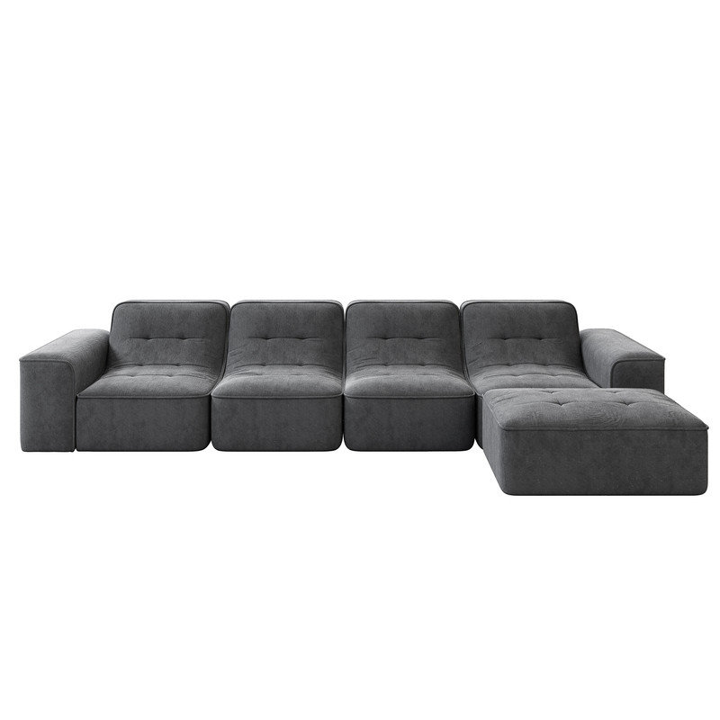 Canapé modulaire modulaire avec repose-pieds et repose-pieds, Gris chenille