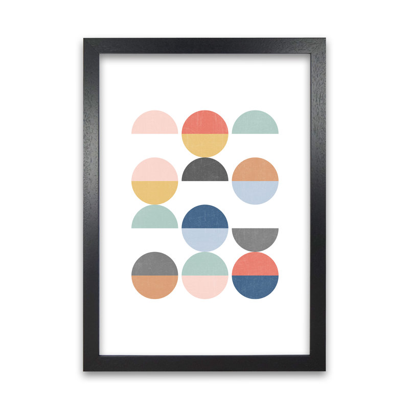 Simple Circles With Texture B - Print, Black Frame, 30cm H x 21cm W x 3cm D