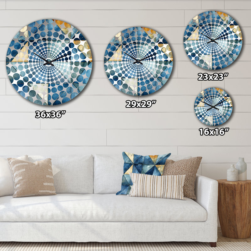 Horloge murale géométrique Rustic Cobalt Lattices, Très grand