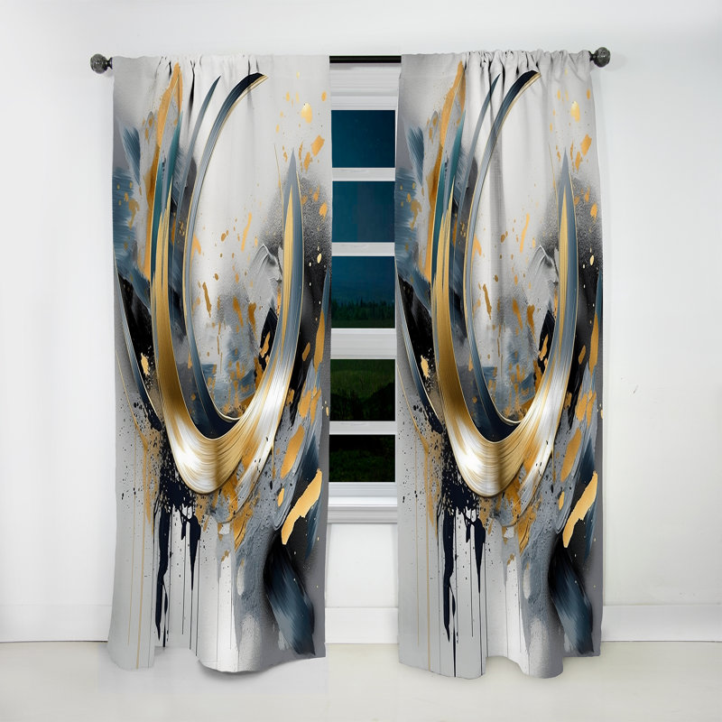 Soft Colors Marble Abstract IV - Modern Velvet Curtain - Room Darkening - 1 panel, 52" W x 108" L