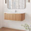 Meuble-lavabo mural 42 po avec comptoir en marbre artificiel Cararra, lavabo en céramique, conception courbée avec rayures, pré-assemblé