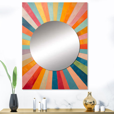 Lavester Colorful Mid Century Optical Serenade I - Midcentury Modern Decorative Mirror, Mid-Century Modern Wall Mirror, Printed Metal Art