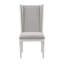Ensemble de deux chaises d'appoint à dossier ouvert en lin gris clair et blanc