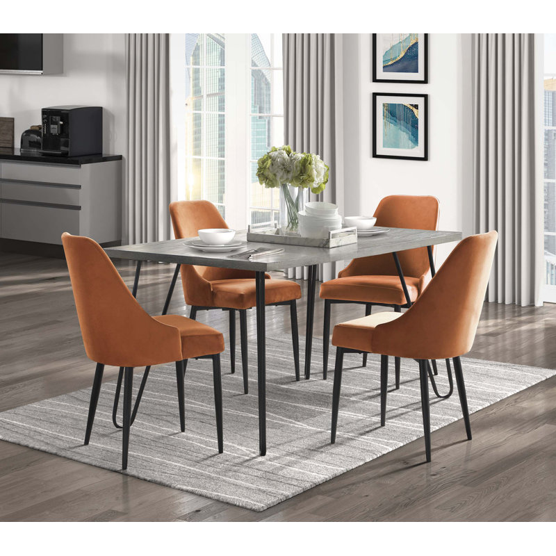 Ensemble de salle à manger moderne et élégant 5 pièces et 4 chaises d'appoint en velours