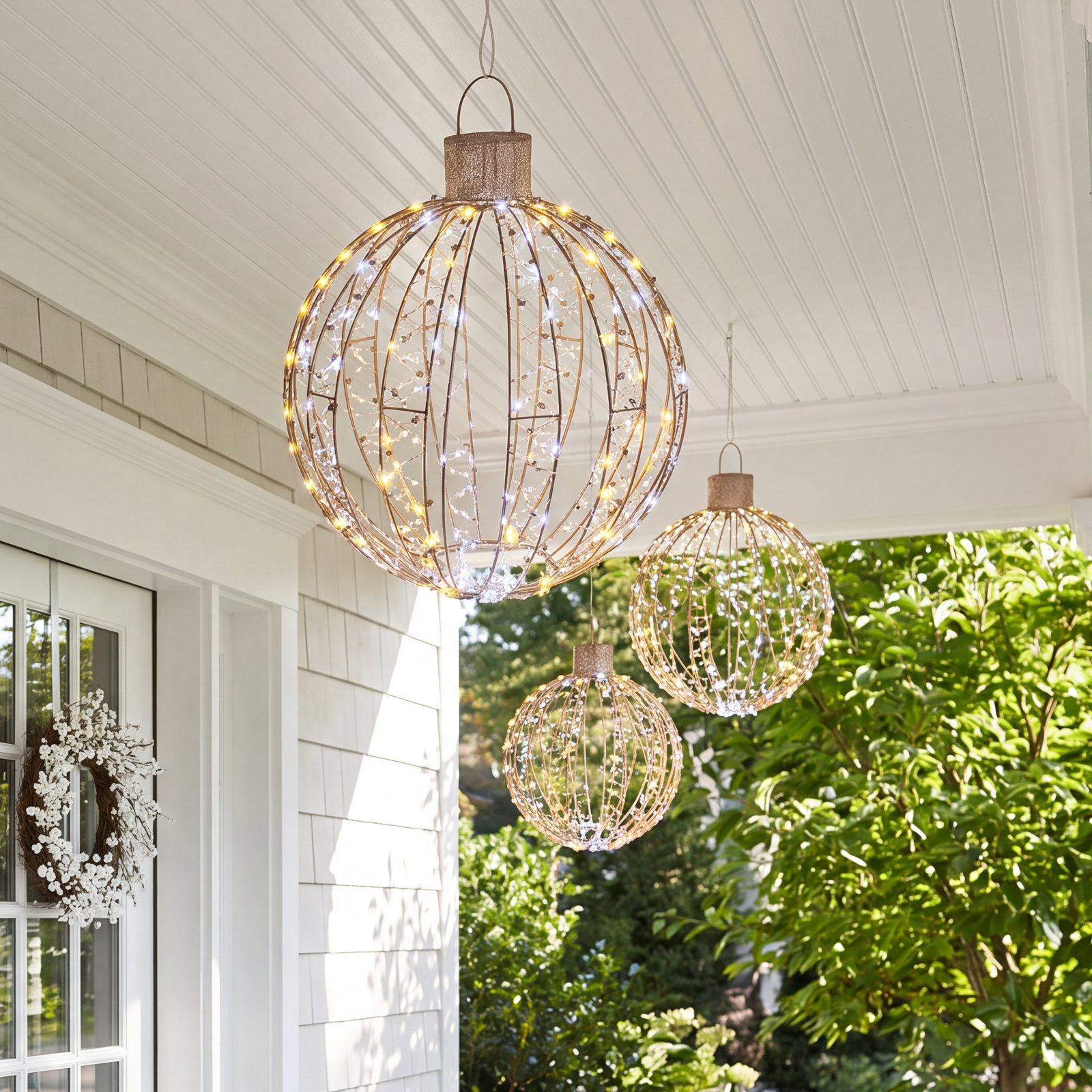 3-Piece LED Hanging Ball Ornament Set