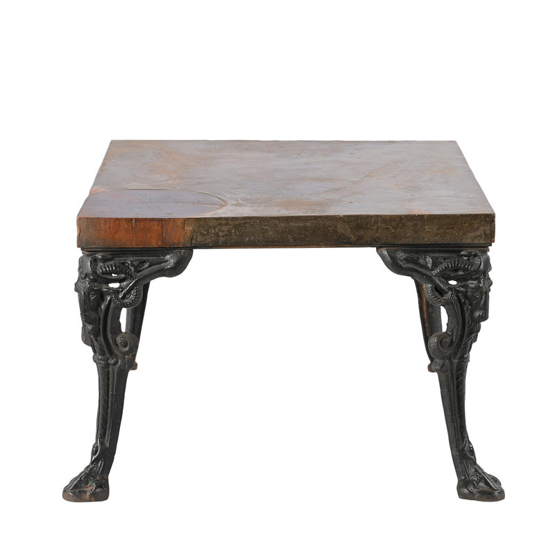 Rustic Reclaimed Wood Side Table with Hand Forged Iron Legs