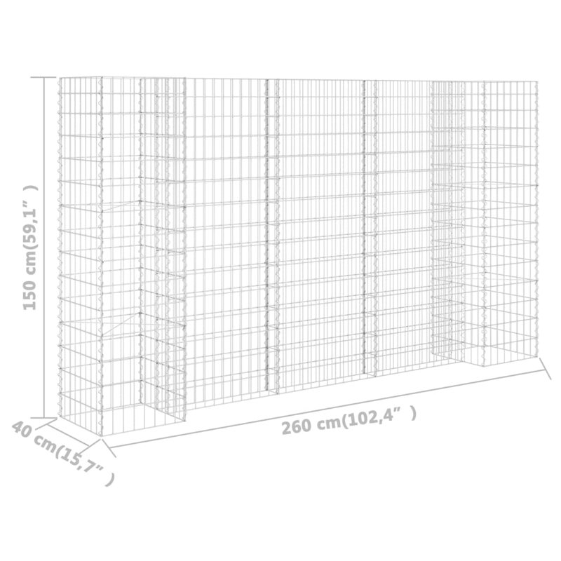 Mur de soutènement Gabion Gabion, H 59,1 po x l 102,4 po x P 15,7 po