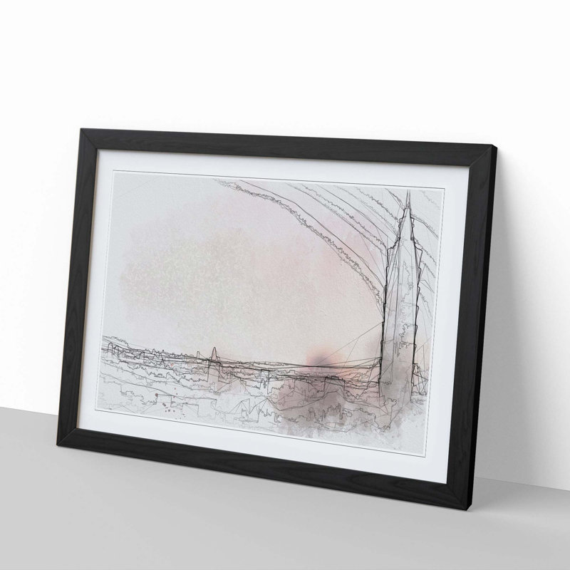 Sunset over Taipei City in Taiwan in Abstract - Picture Frame Graphic Art Print, 48cm H x 65cm W x 2cm D, Black Framed
