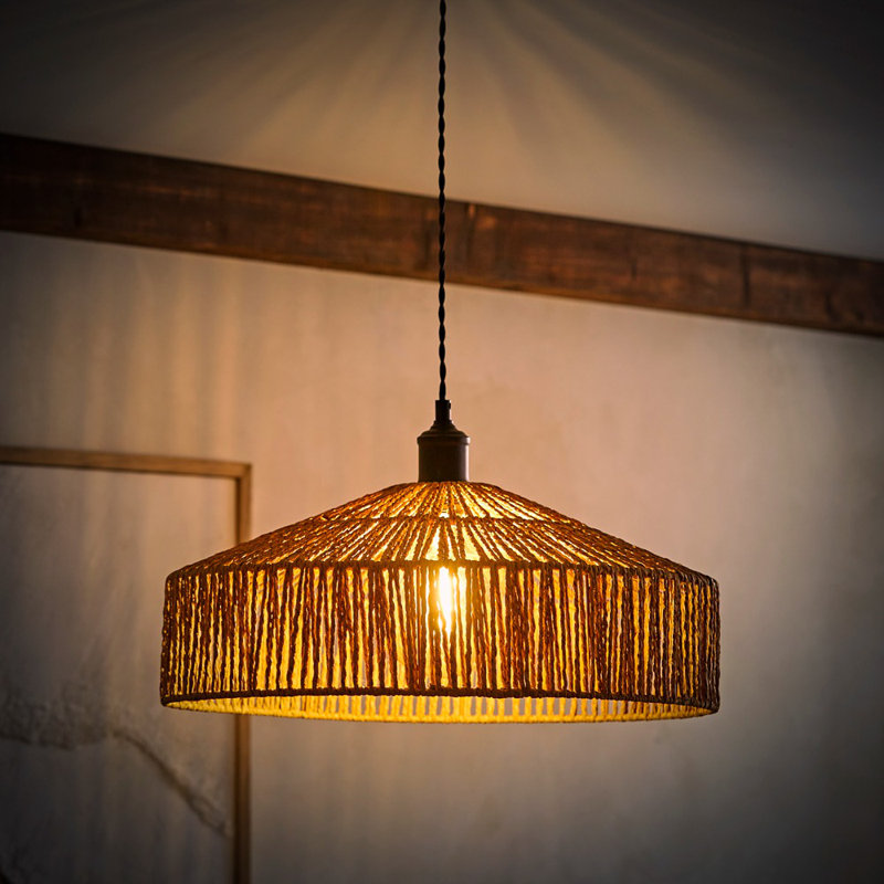 20cm H Rope Round Pendant Shade ( Slip-On ) in Brown