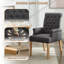 Tufted Upholstered High Back Dining Armchair, Linen-1886541626