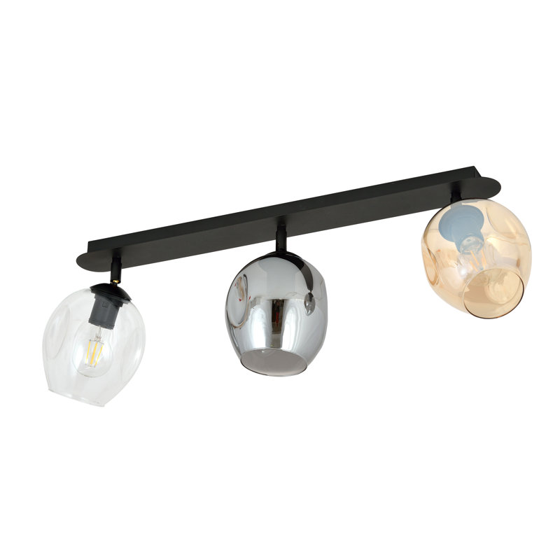 Golliday Glass Semi Flush Mount, Transparent/Graphite/Amber