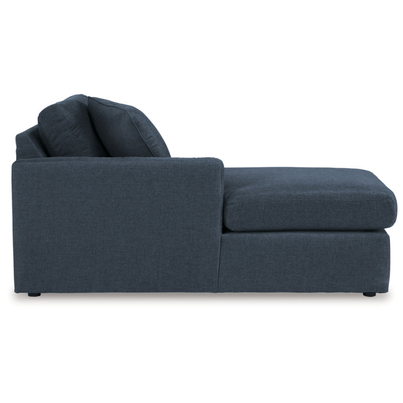 Canapé modulaire 6 pièces avec méridienne et console de rangement Chobanyan, Face à la gauche, Polyester bleu