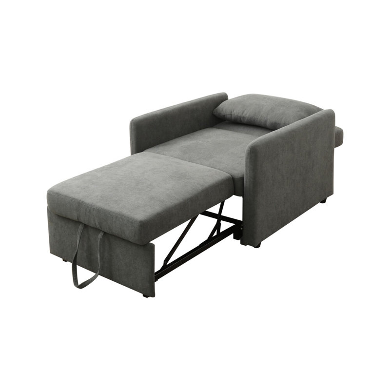1 - Piece Green Convertible Sofabed Chair With Adjustable Backrest & Storage, Gray