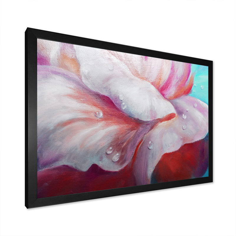 Creative Waterdrop On Beige Flowers III - Print on Canvas, Black Picture Framed, 8" H x 12" W x 1" D