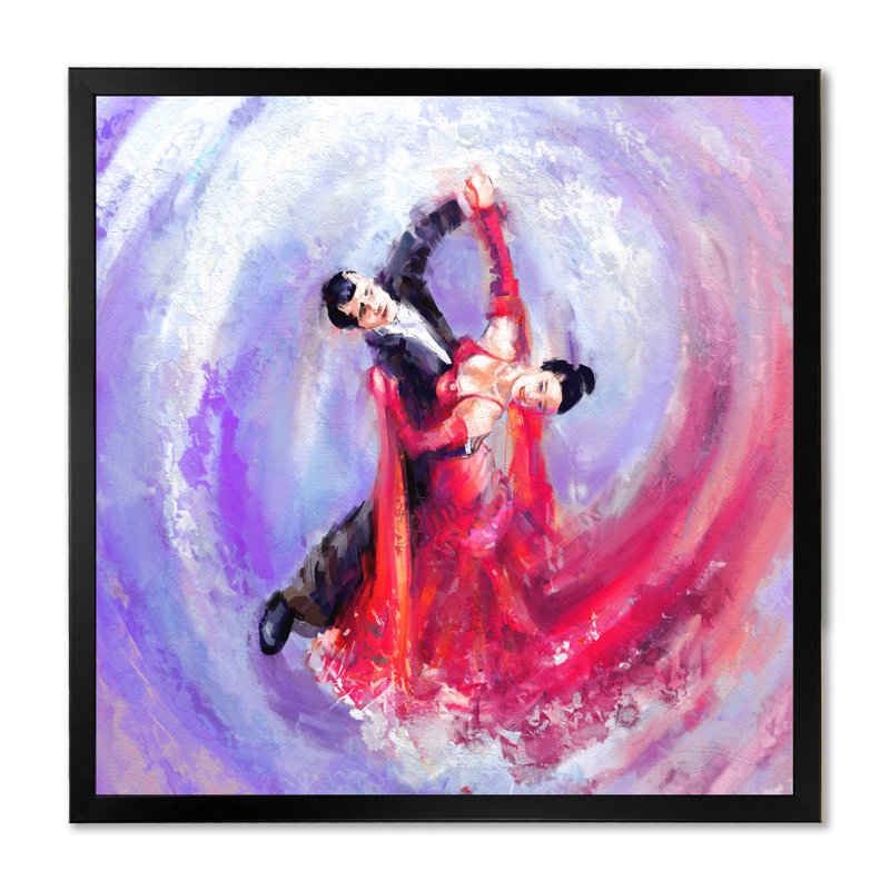 Danseurs de tango rouges et vierges - Décoration murale sur toile glam, H 36 po x l 36 po x P 1,5 po, Cadre photo noir