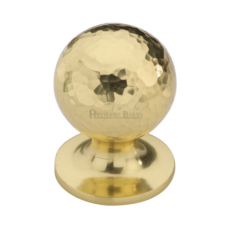 Heritage Brass Heritage Cabinet Knob Ball Hammered Design, Polished Brass