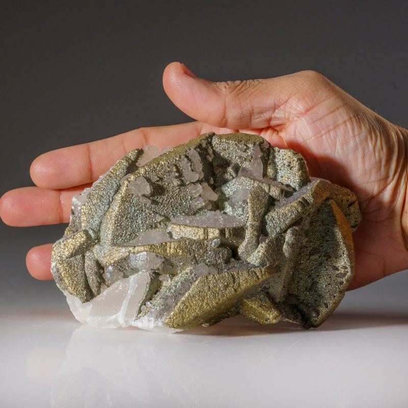 Pyrite on Calcite from From Edong Mining District, Daye, Hubei, China