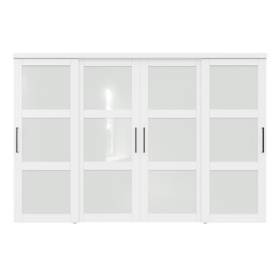 Porte coulissante en verre givré de 3 pouces de 80 pouces, séparateur de pièce et porte de placard pour chambre à coucher, verre de sécurité trempé avec quincaillerie complète, facile à installer