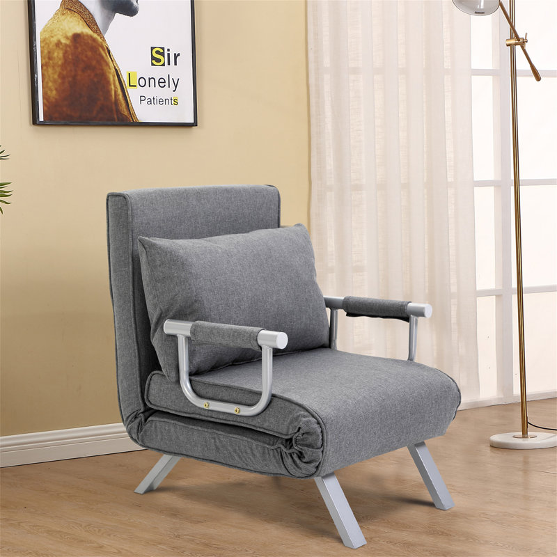 Single Person Folding 5 Position Convertible Sofa Bed Sleeper Chair Chaise Lounge Couch W/Pillow & Steel Frame For Home Office