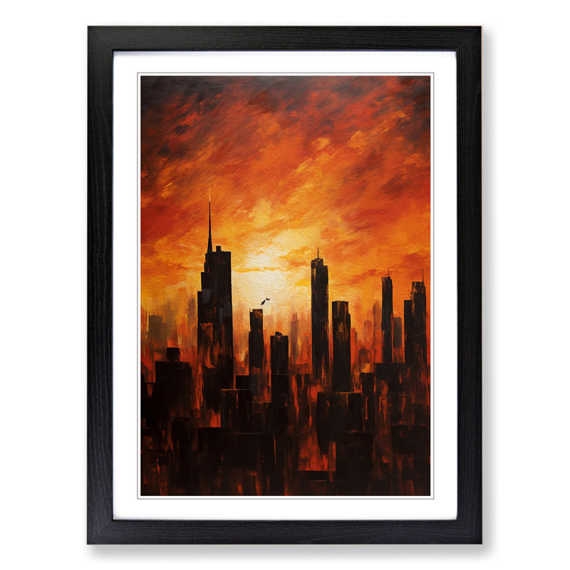 Skyline No.2 1 Piece Single Picture Frame Wall Art, 34cm H x 25cm W, Black Framed