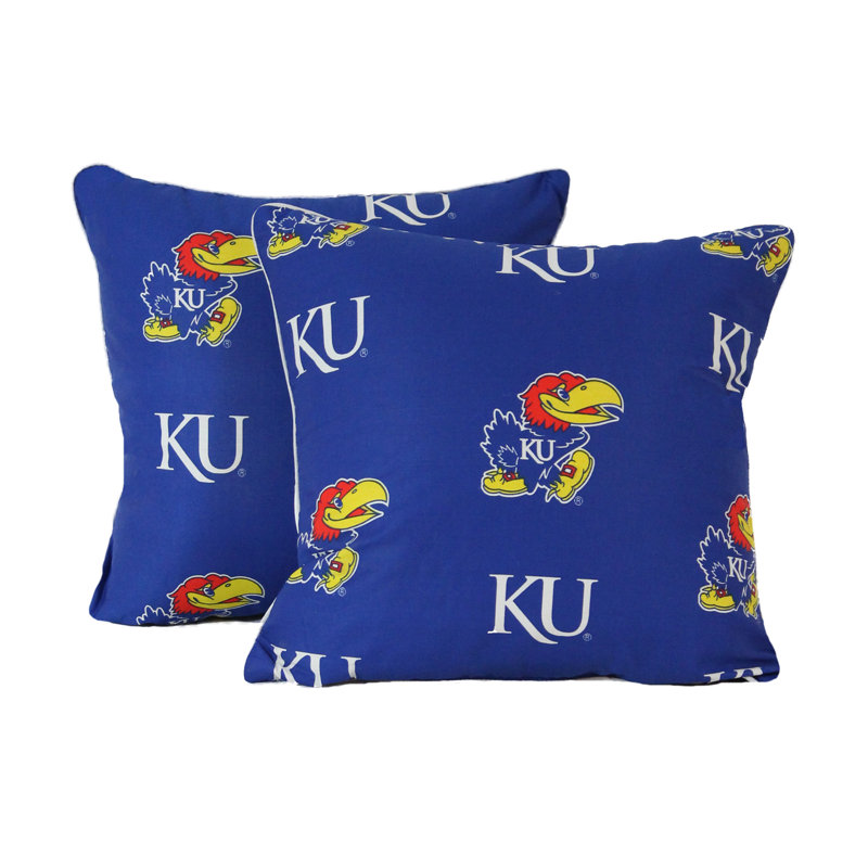 NCAA Square Pillow Cover & Insert, Kansas