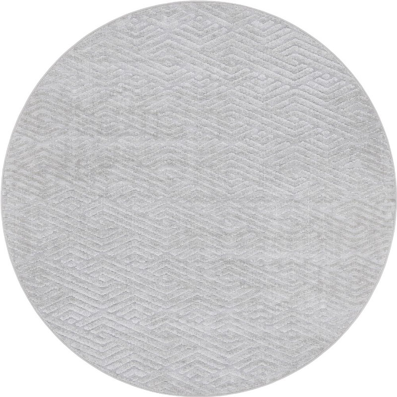 Outdoor Claudia Area Rug Silver Color, Round 8'
