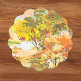 Vida Fall Trees And Wood Grain Reversible Round Placemats