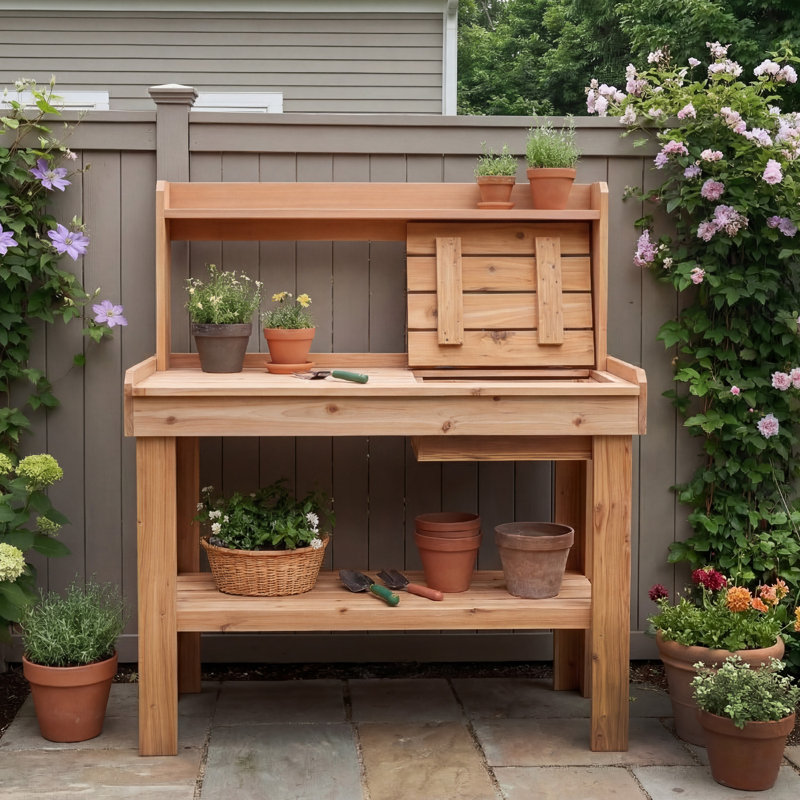 4 ft. W x 2 ft. D Cedar Potting Bench