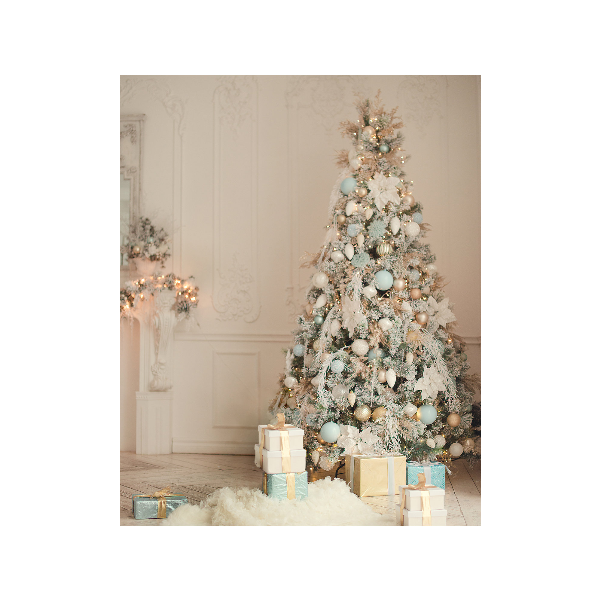 Prelit Snow Flocked Artificial Christmas Tree, 108"H