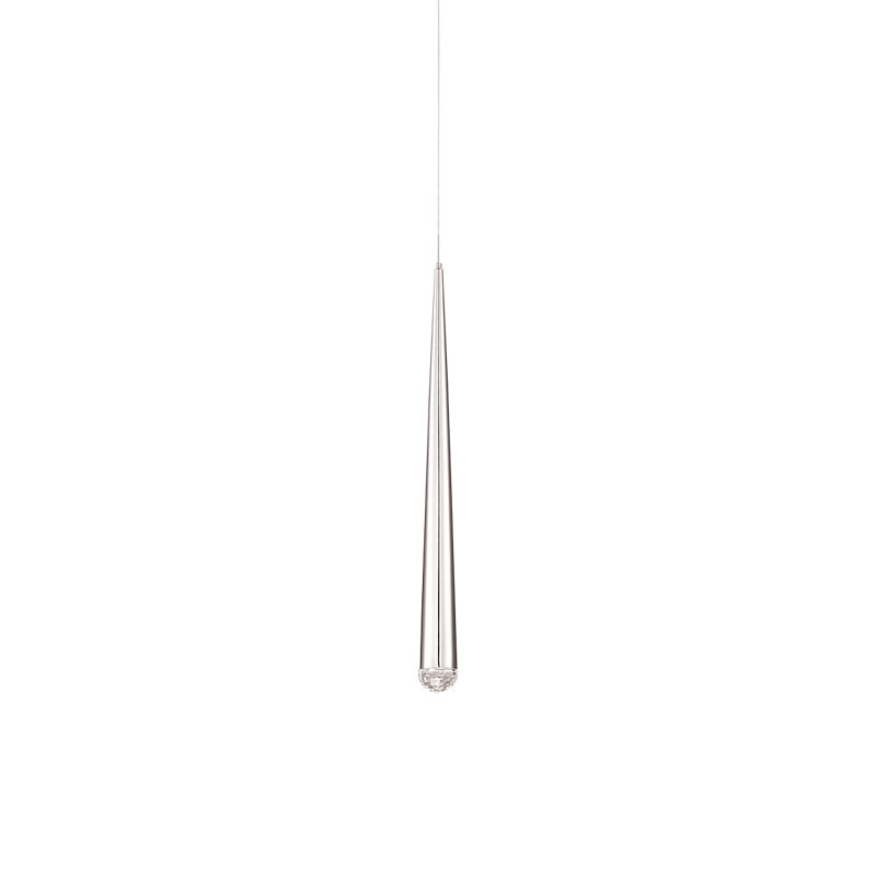 Cascade 1 - Light Single Cylinder LED Pendant, 28" H x 1.63" W x 1.63" D, Polished Nickel