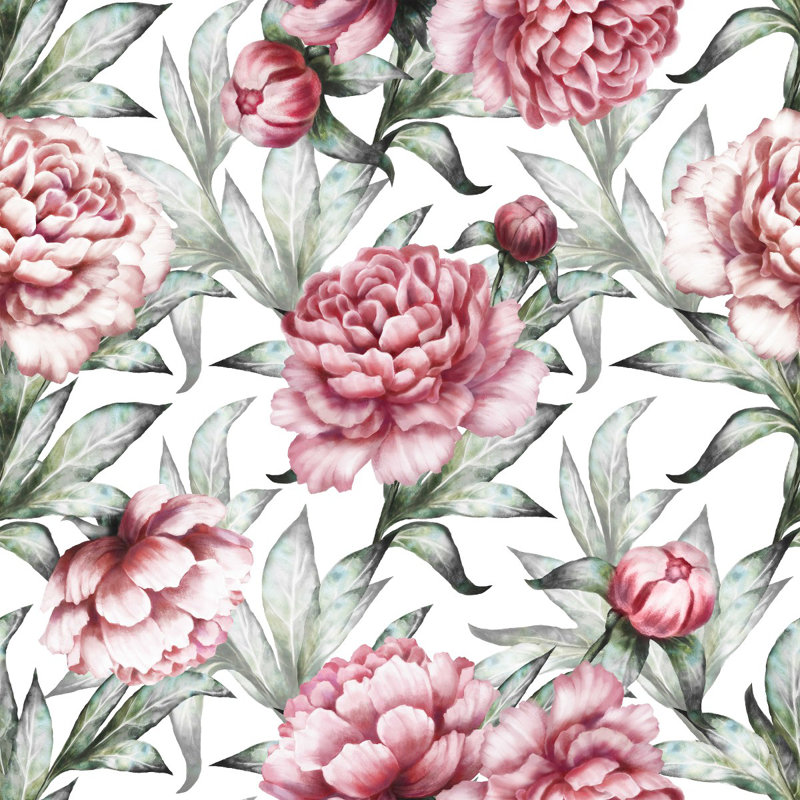 Murale pelez et collez, L 10,42 pi x L 10,42 pi, Rose/vert