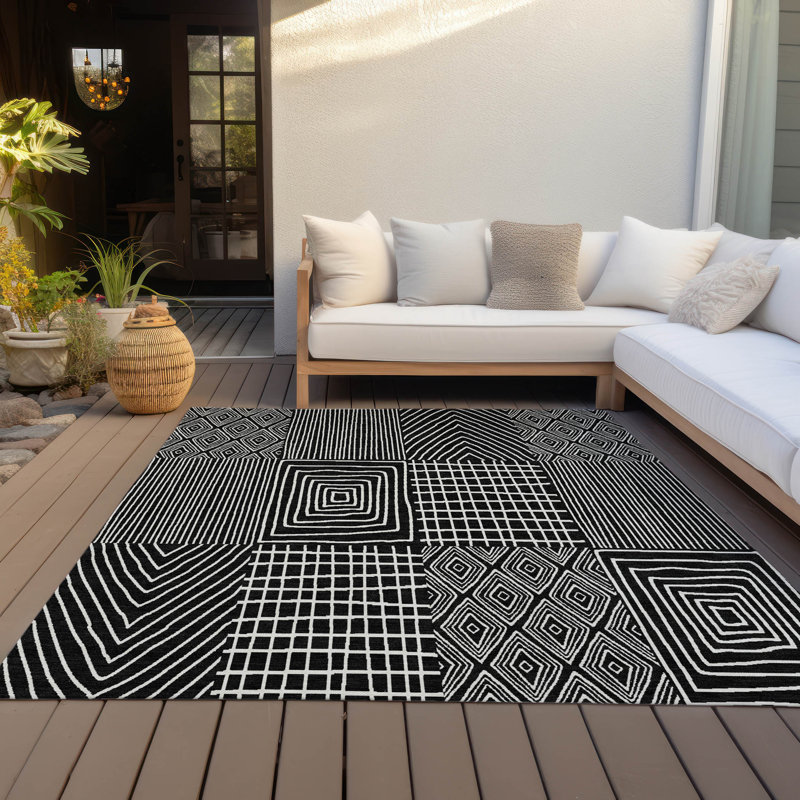 Tapis intérieur / extérieur noir Owen , 8 pi x 10 pi