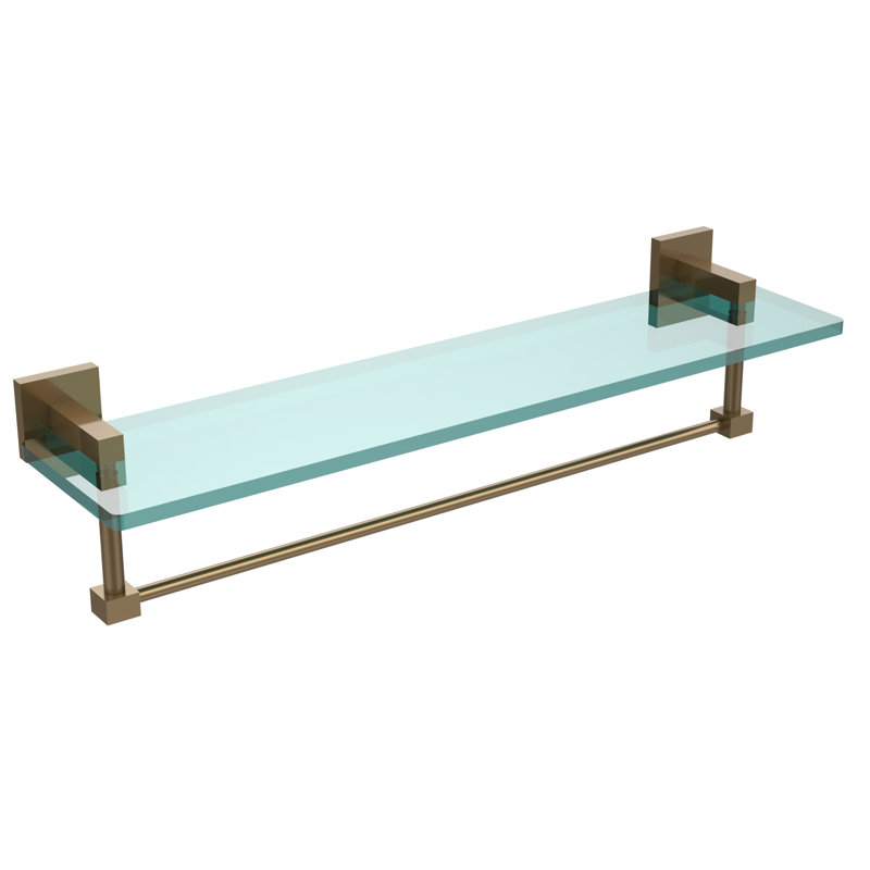 Haranu Bracket Shelf with Towel Bar, Brushed Bronze, 22 Inch