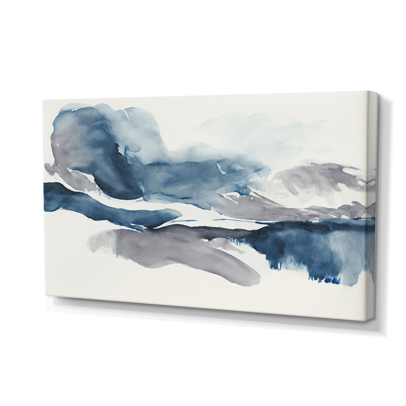 À travers les nuages bleus saphir I - Art abstrait à encre liquide