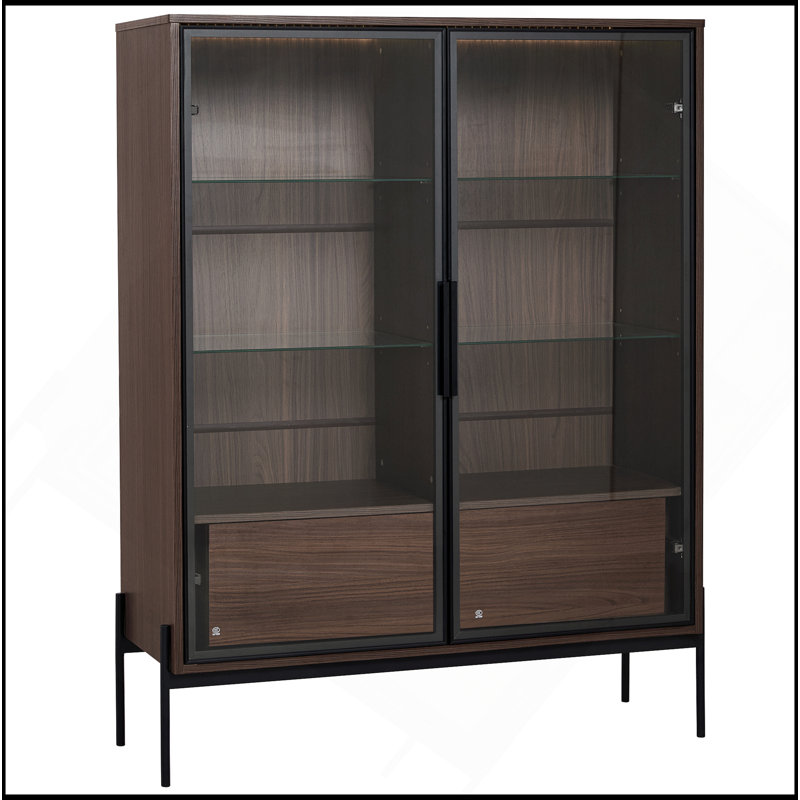 51.2'' Tall Lighted Display Cabinet With Tempered Glass Door, Metal Legs, LED Curio Cabinet, Modern Minimalist Style, For Living Room, Office, Study