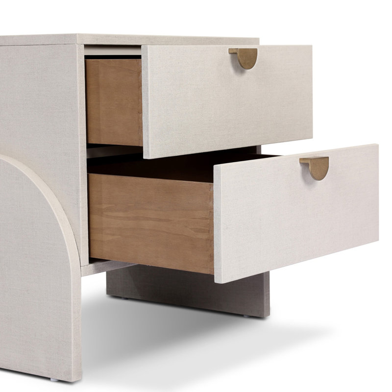 Cressida Nightstand-Ivory Painted Linen, Ivory Painted Linen
