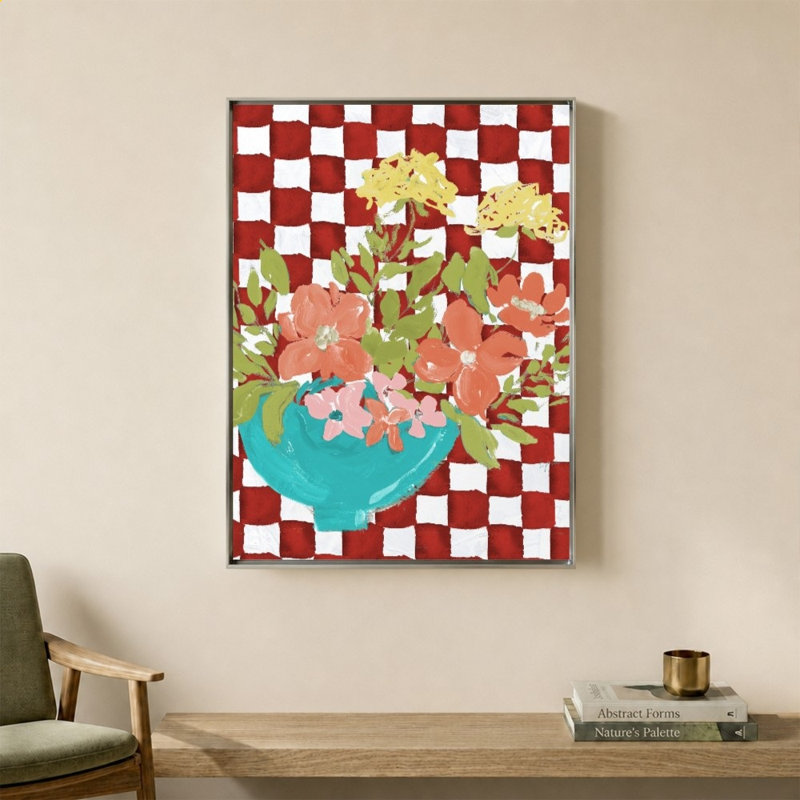«Checkerboard Floral» par Lucille Price - Impression sur toile