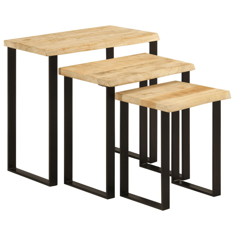 Izmir Rectangular Metal Outdoor Table Sets , 60cm cm W 33cm cm D, Black, Light Oak