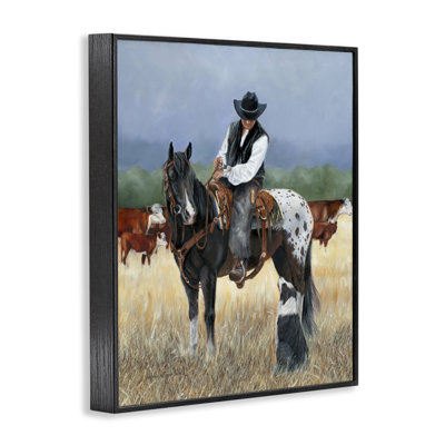 Cowboy & Dog Framed Giclee Art by Victoria Schultz