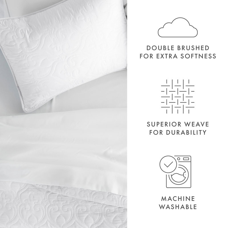 White Twin Microfiber Quilted Coverlet Set