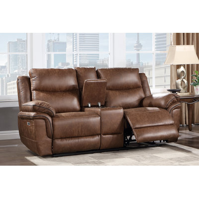 Sadarius Polyester Fabric Console Loveseat with Power Footrest