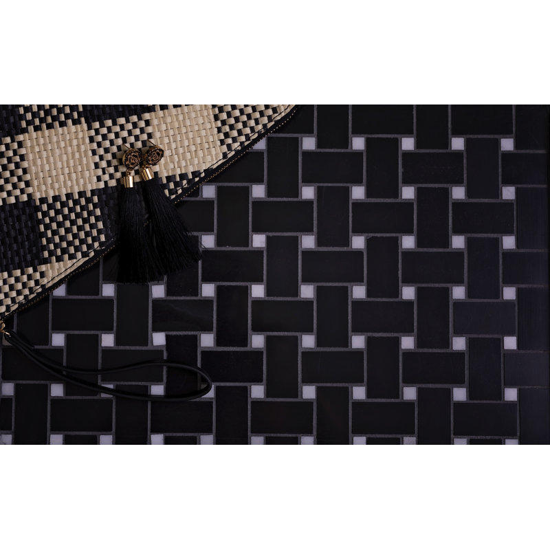 12" x 12" Natural Stone Basketweave Mosaic Wall & Floor Tile, Black