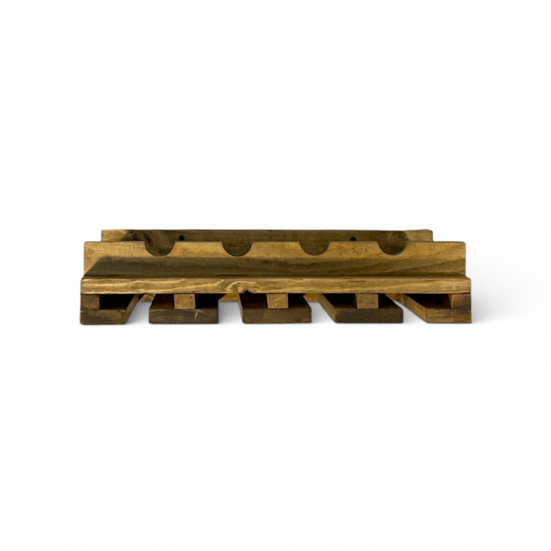 Support à vin mural avec porte-verre Rustic Luxe, Tanné