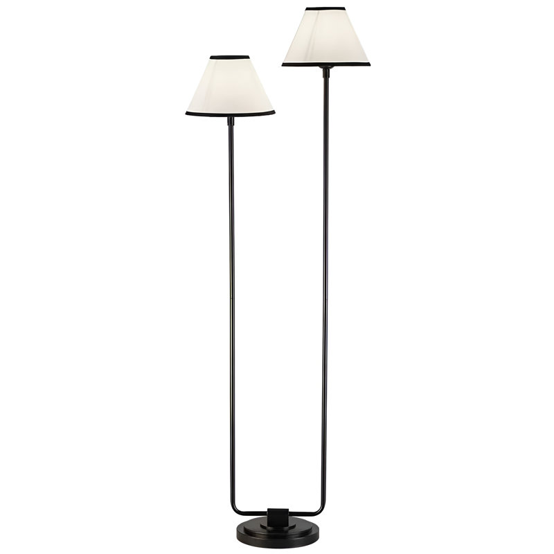 58.26" Matte Black Polly Twin-Head Floor Lampentryways Bedrooms Living spaces