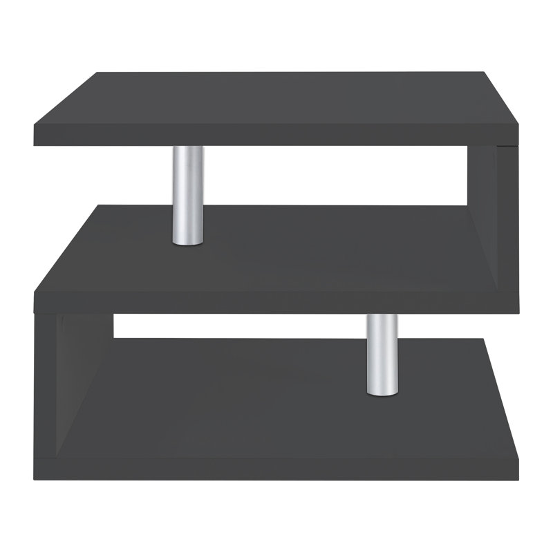 Cauan Floor Shelf Coffee Table with Storage, Antracite, 41H x 55W x 55L cm