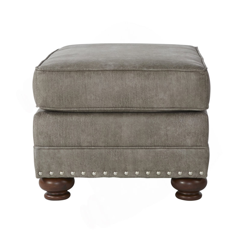 Shandon Fabric Upholstered Nailhead Ottoman, Goliath Mica