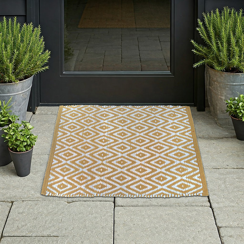 Tapis diamant tissé à la main or, Rectangle 2 pi 6 po x 4 pi